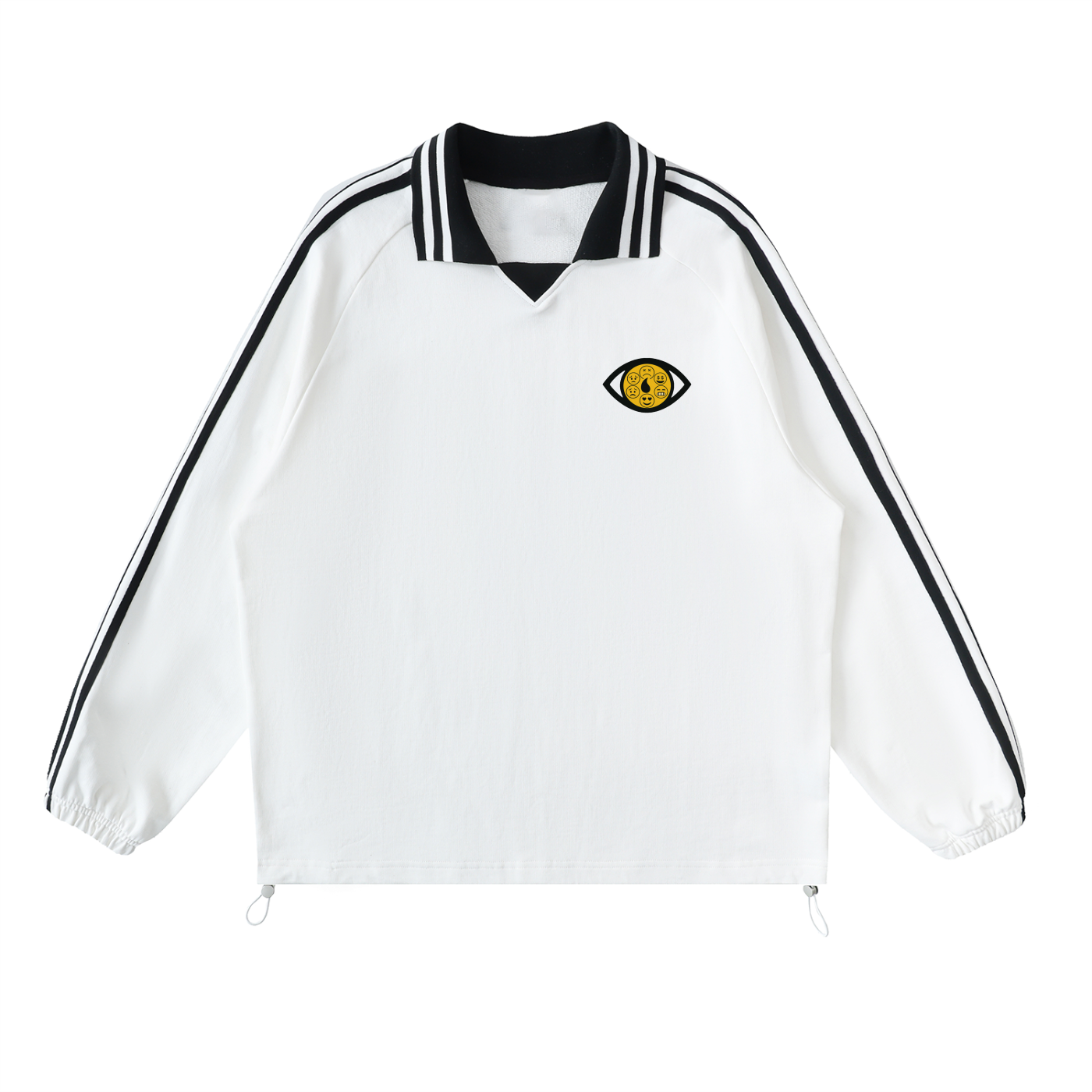 Contrast Striped Lapel Collar Sweatshirt
