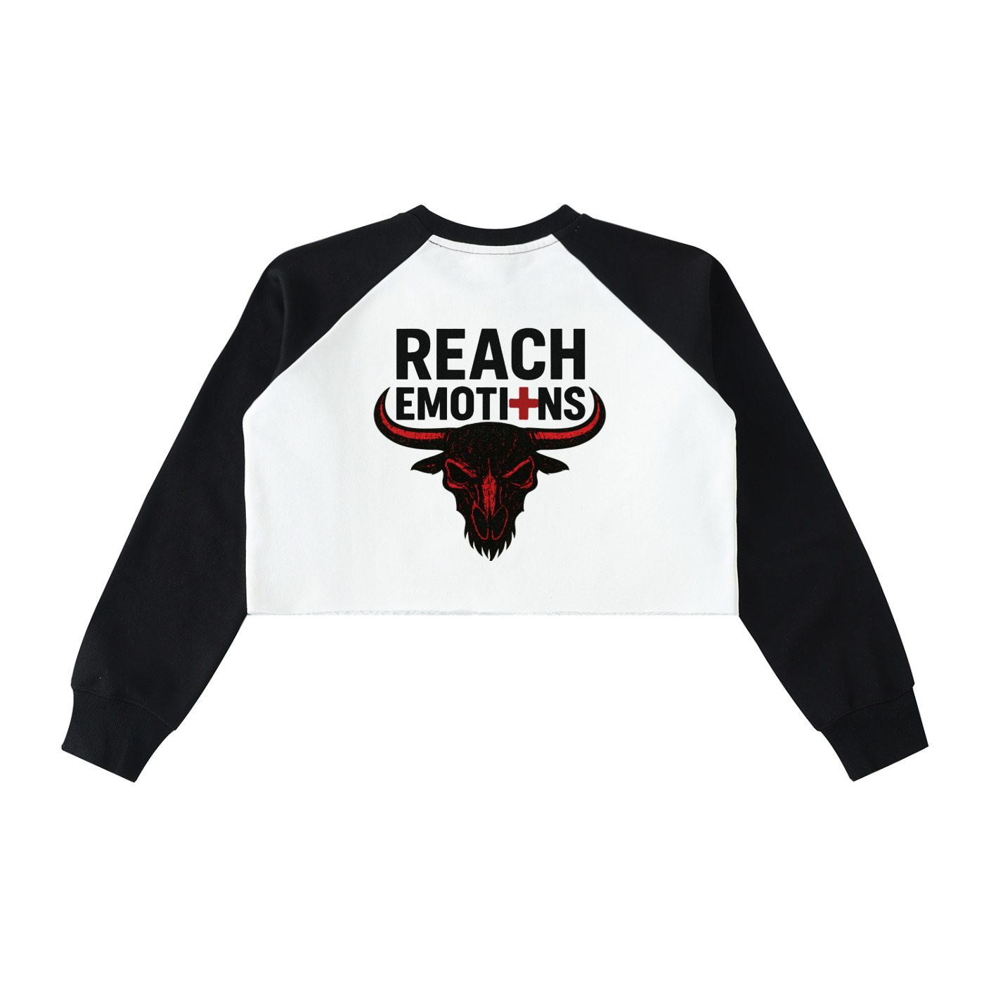 Raw-Hem Color-Block Raglan Crop Sweatshirt