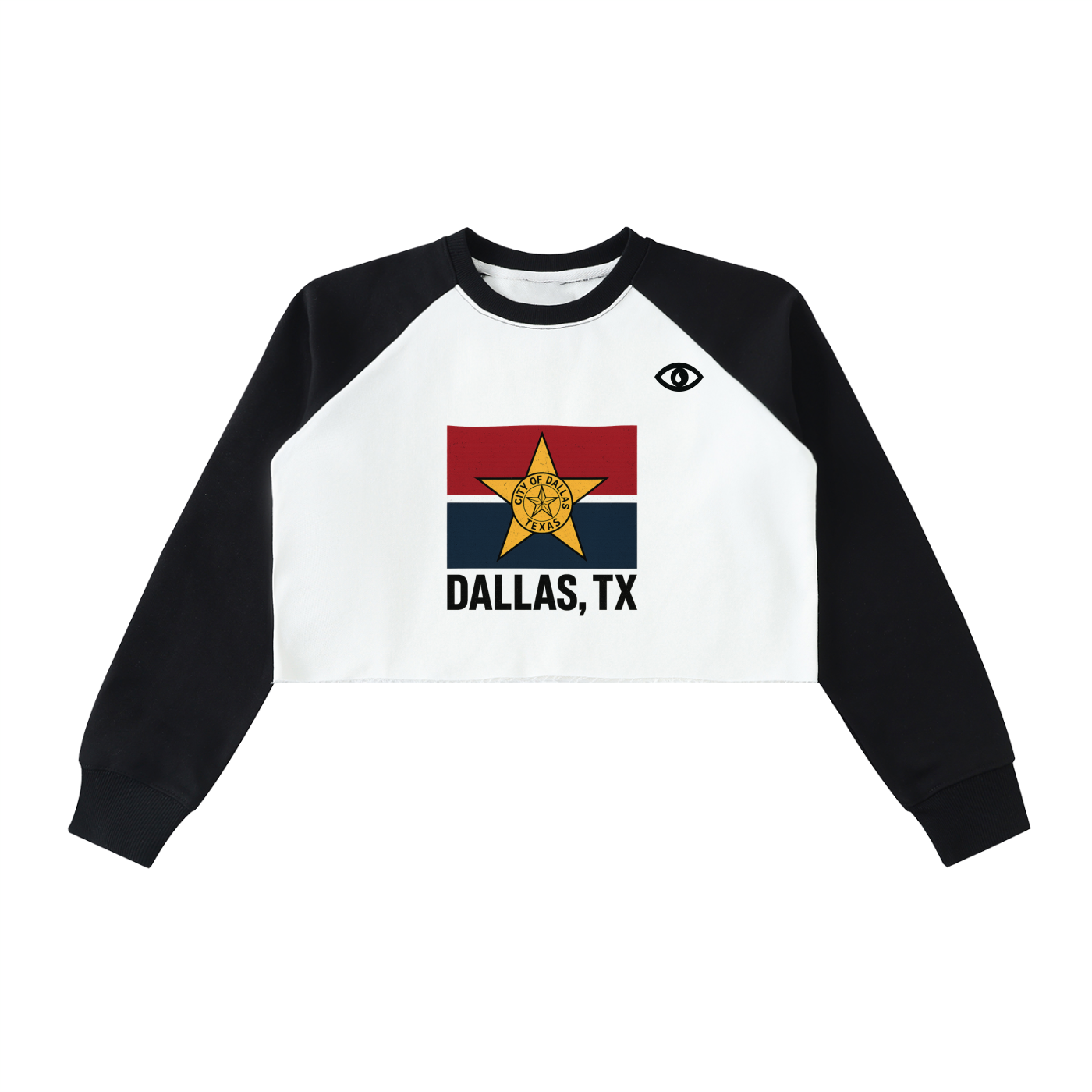 Raw-Hem Color-Block Raglan Crop Sweatshirt