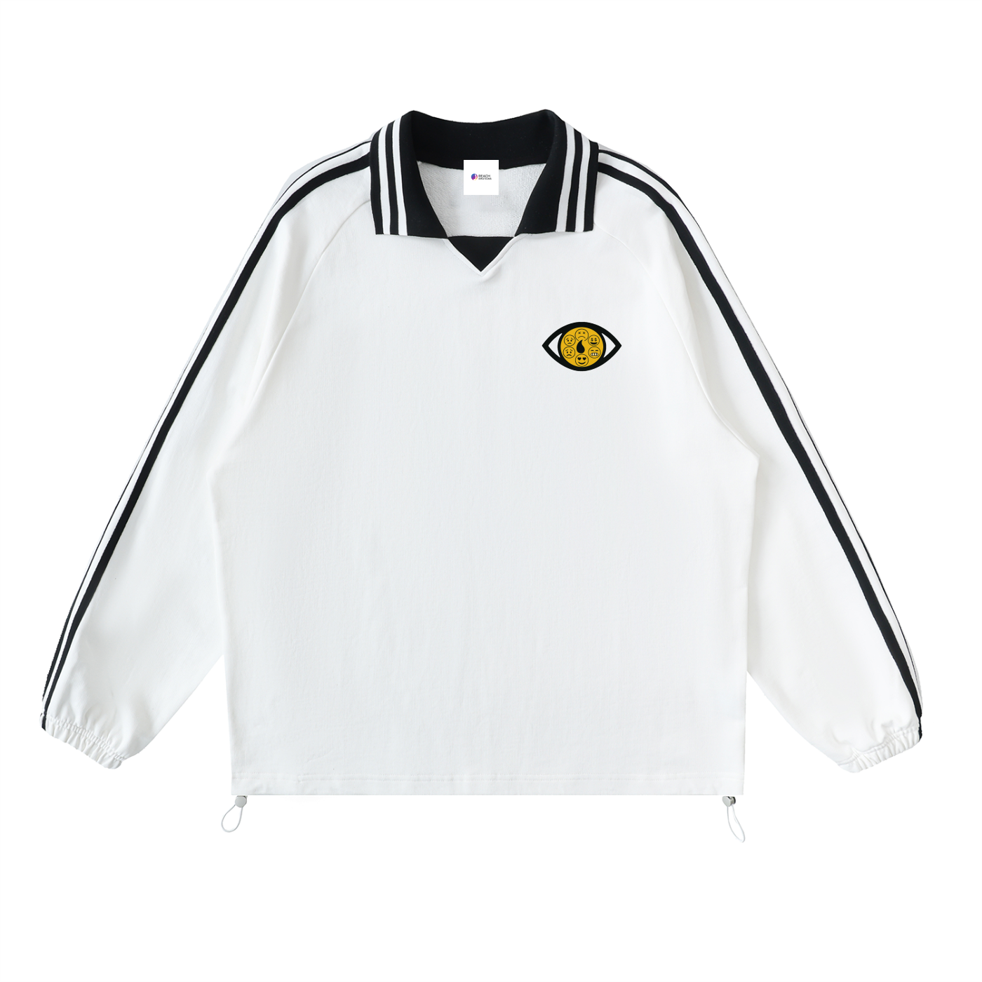 Contrast Striped Lapel Collar Sweatshirt