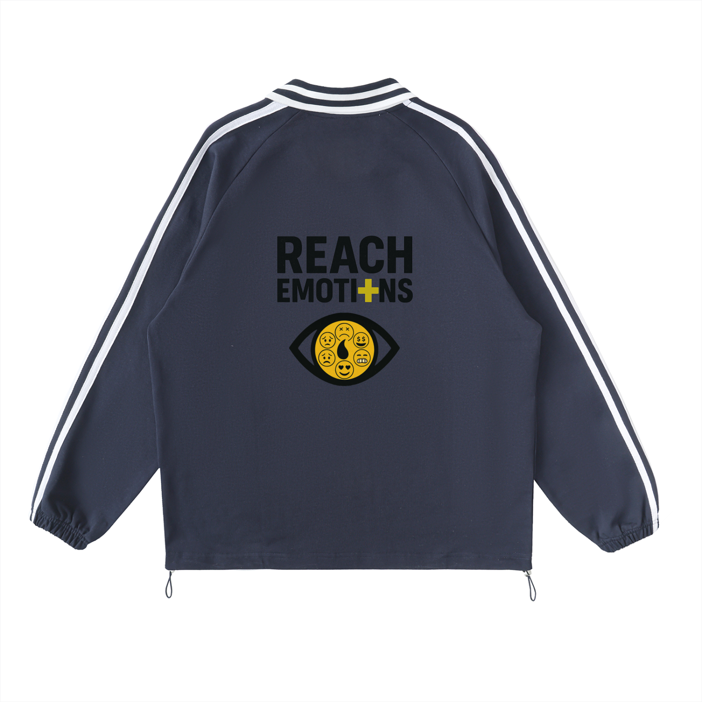 Contrast Striped Lapel Collar Sweatshirt