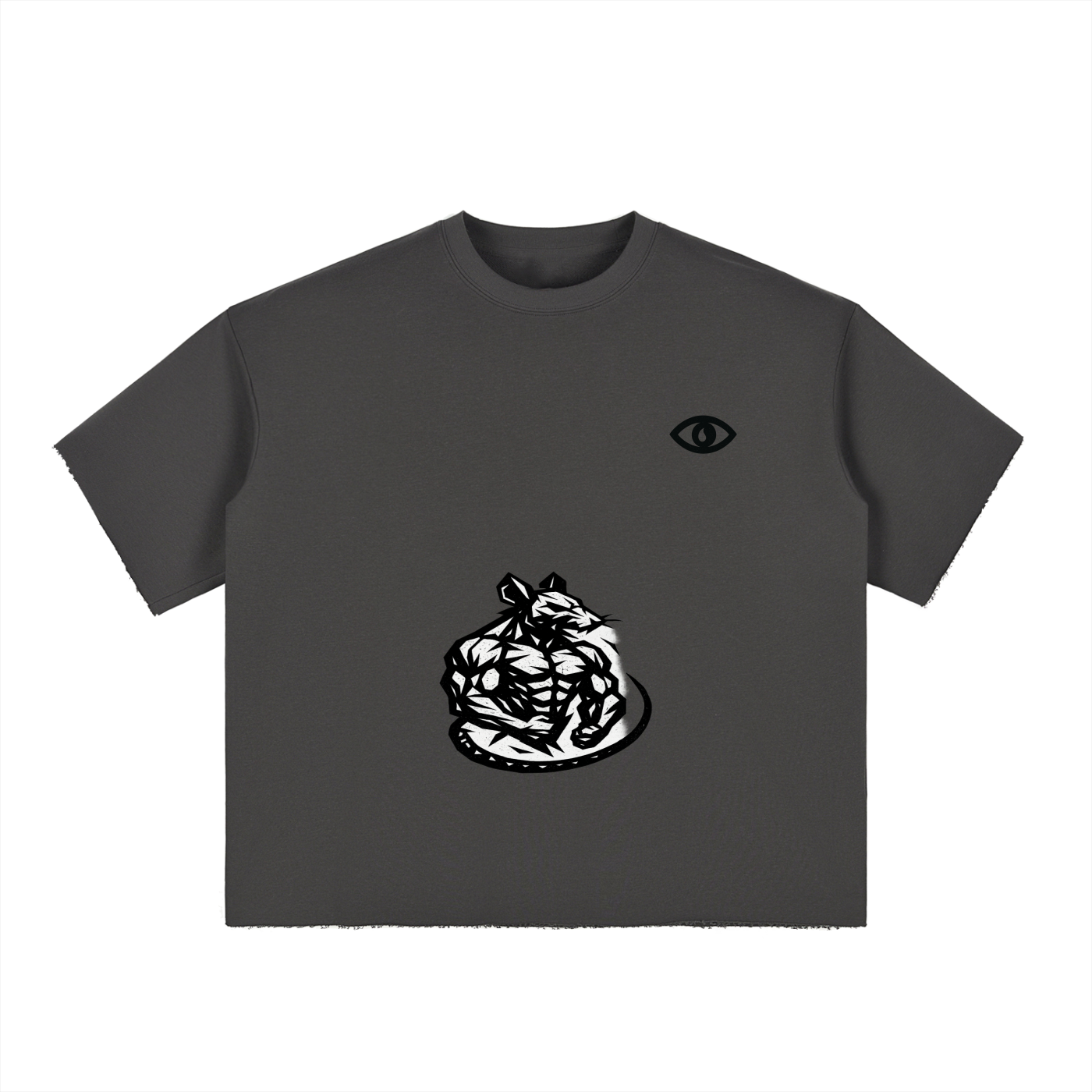 Boxy Half-Sleeve Raw-Edge T-Shirt