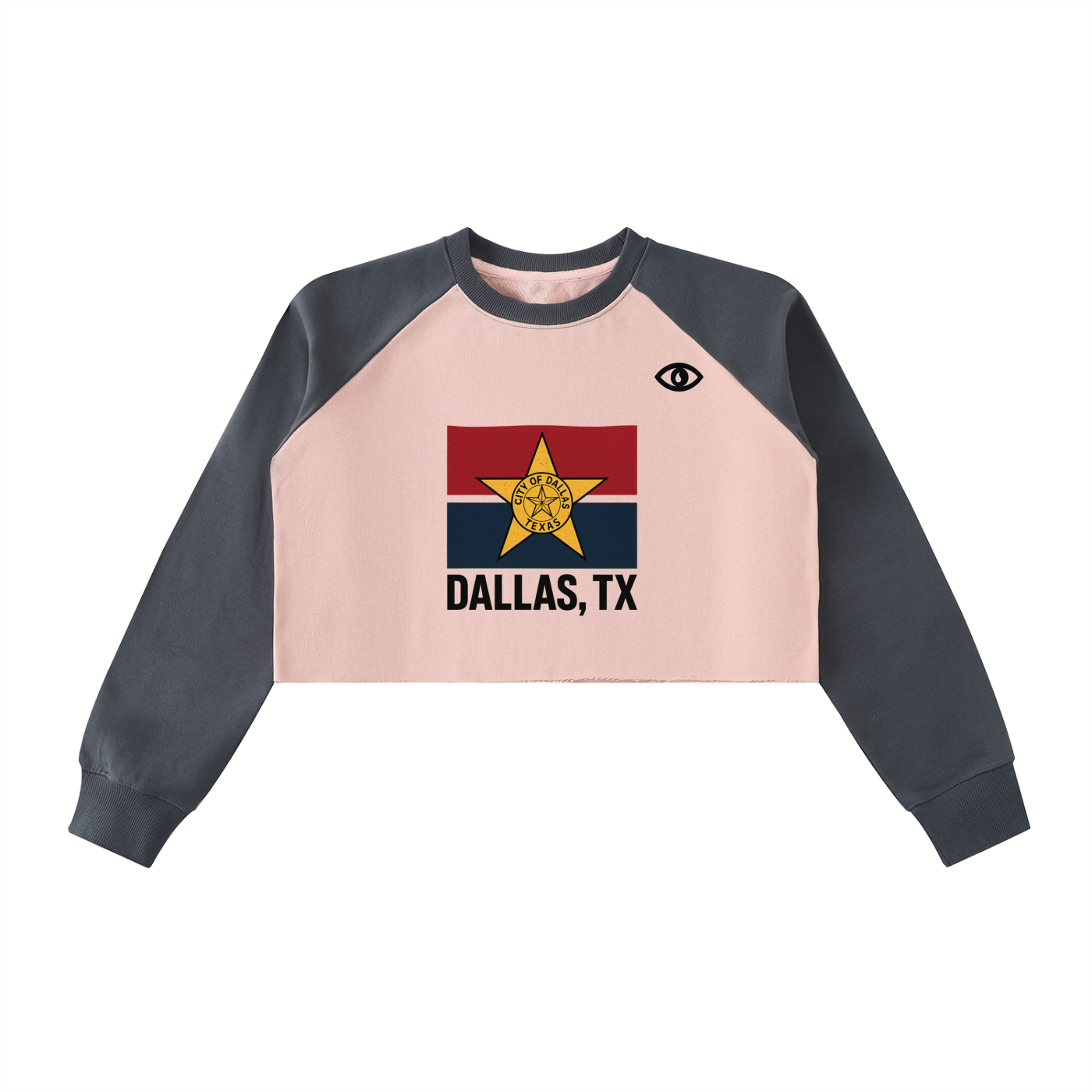 Raw-Hem Color-Block Raglan Crop Sweatshirt