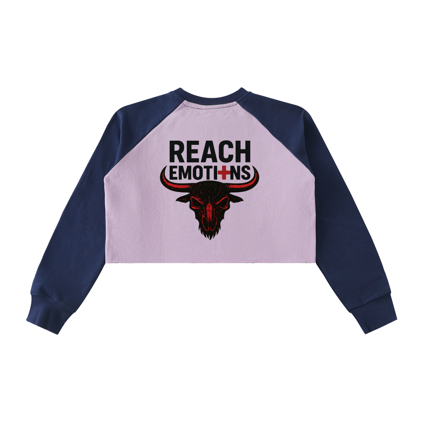 Raw-Hem Color-Block Raglan Crop Sweatshirt