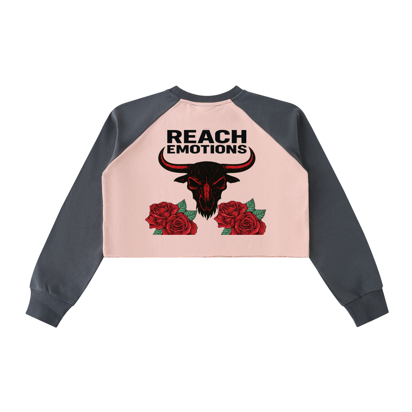 Raw-Hem Color-Block Raglan Crop Sweatshirt