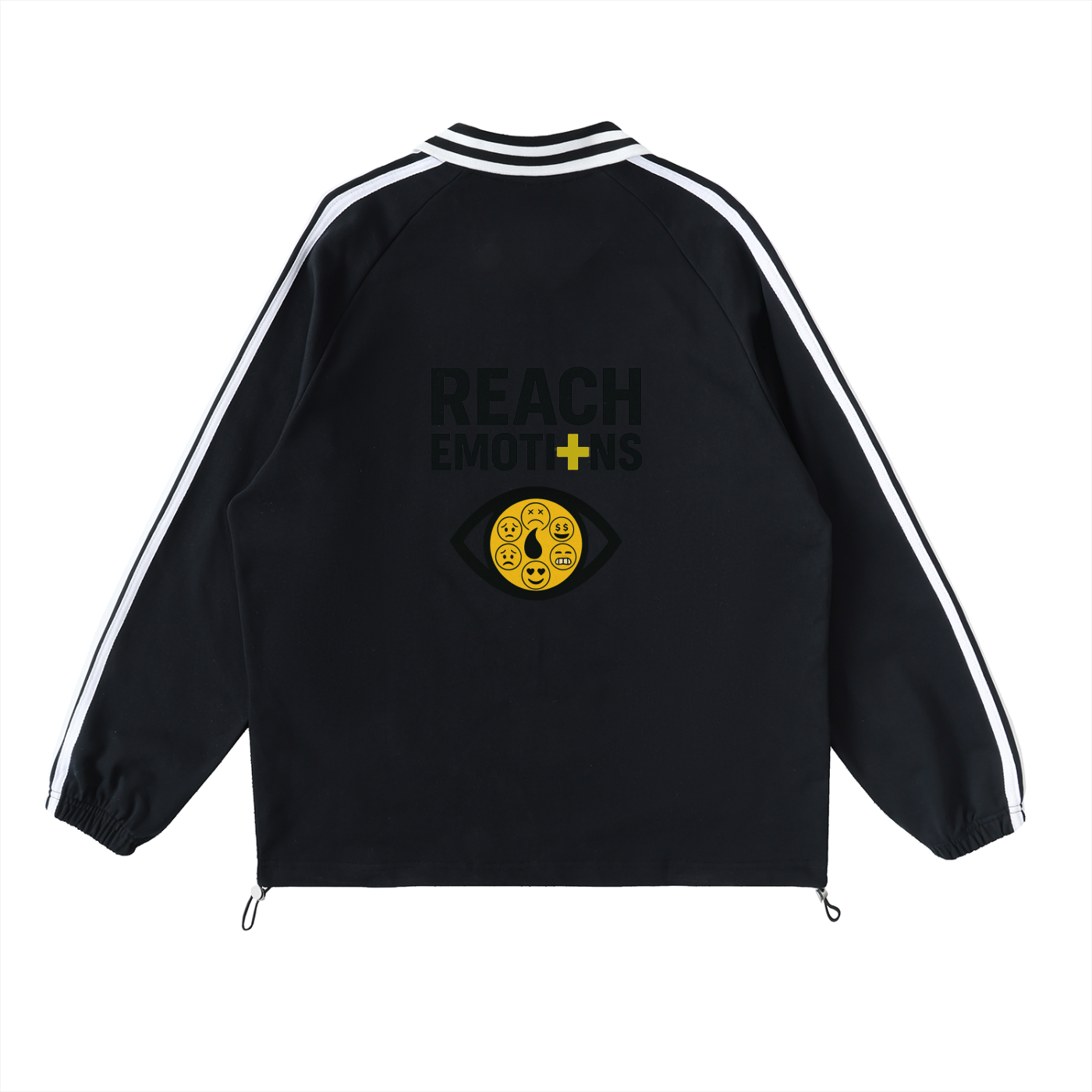 Contrast Striped Lapel Collar Sweatshirt