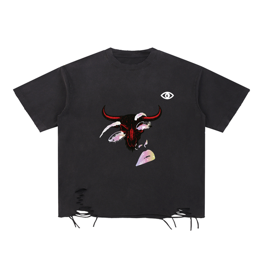 Snow Washed Raw-Hem T-Shirt