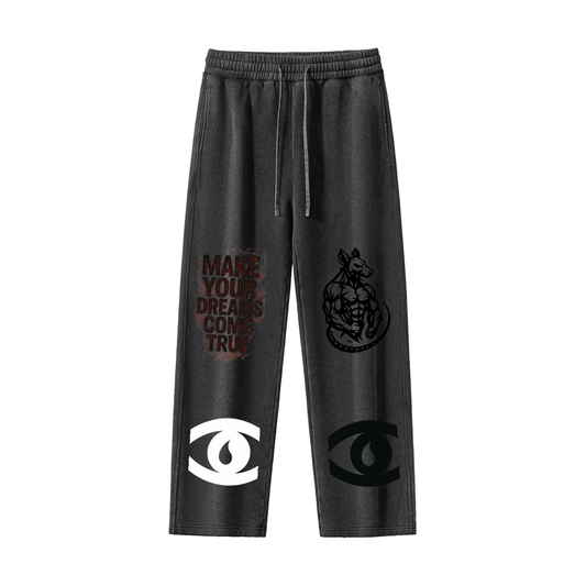 Frayed Enzyme Washed Fleece Sweatpants