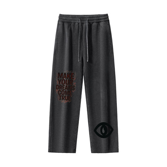 Frayed Enzyme Washed Fleece Sweatpants