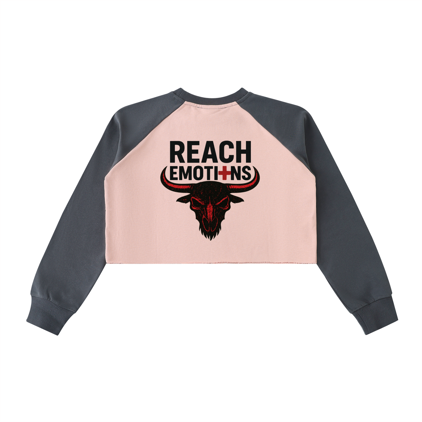 Raw-Hem Color-Block Raglan Crop Sweatshirt